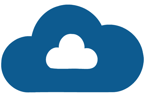 Cloud storage icon with a cloud and a lock symbol inside.