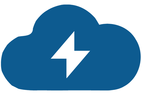 Cloud with a lightning bolt icon representing cloud power or energy.