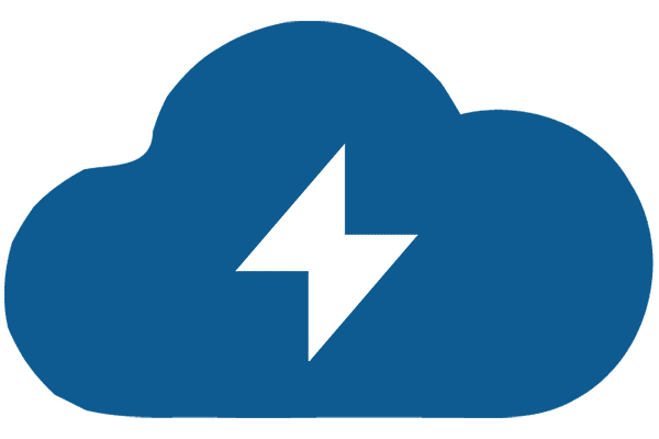 Cloud with a lightning bolt icon representing cloud power or energy.