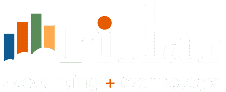 Pillar logo with colorful bar chart and the words "accounting + technology".