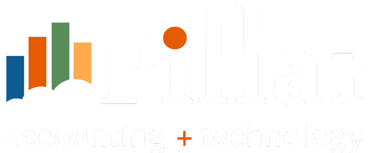 Pillar logo with colorful bar chart and the words "accounting + technology".